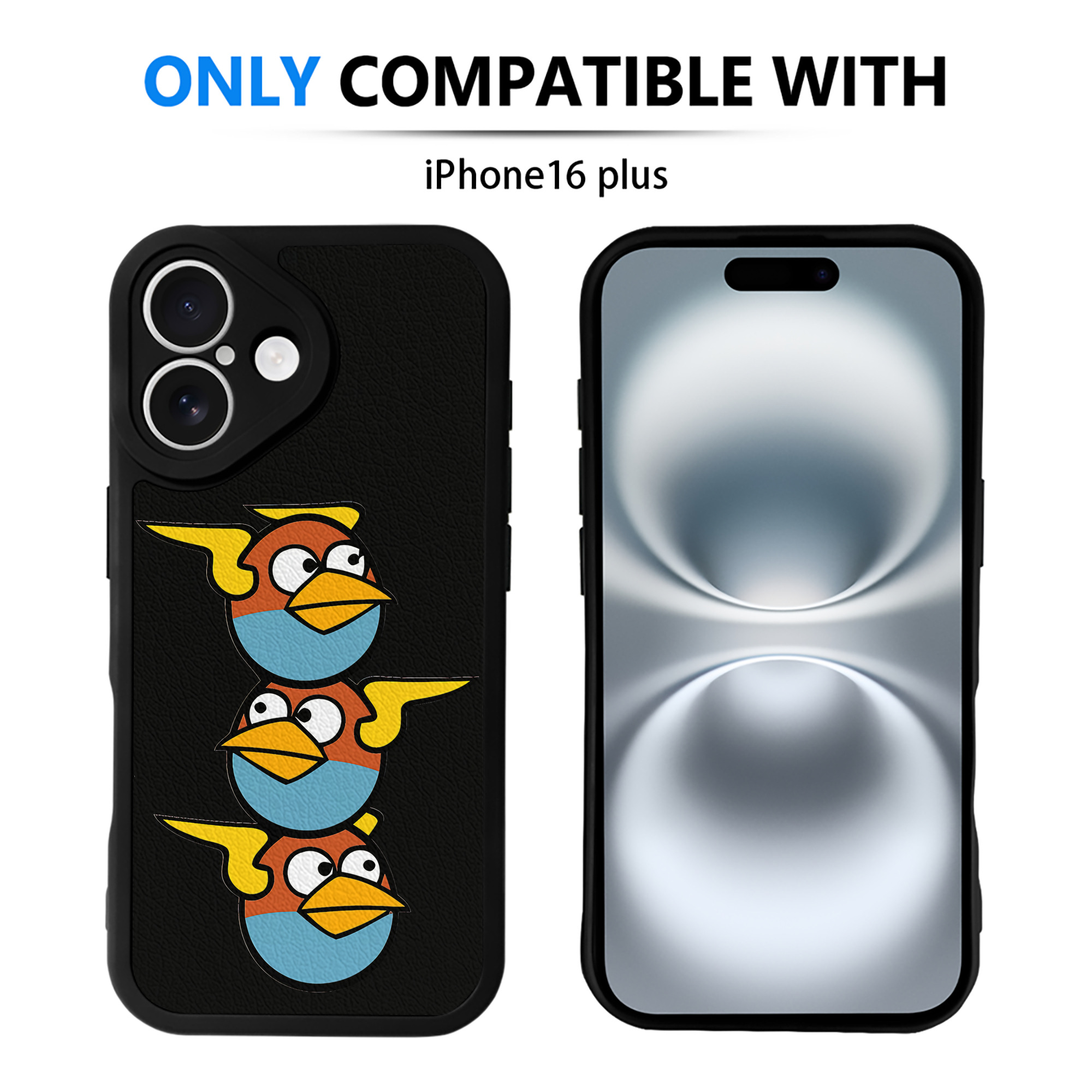 （画像用） Angry Birds アングリーバード 【iPhone 16シリーズ対応】シリコンスマホケース（レザー調） 材質：シリコン